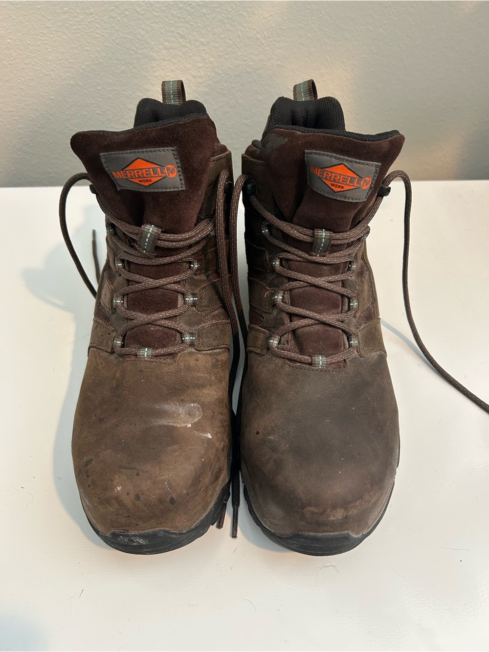 Merrell Steel Toe Work Boots • 10.5 • Brown Leather • Rugged Outdoor Aesthetic